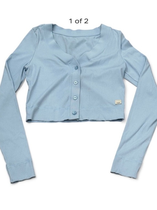 Vuori Sweaters - Vuori Women’s Mini Pose Cardigan Long Sleeve Cropped Light Blue XS